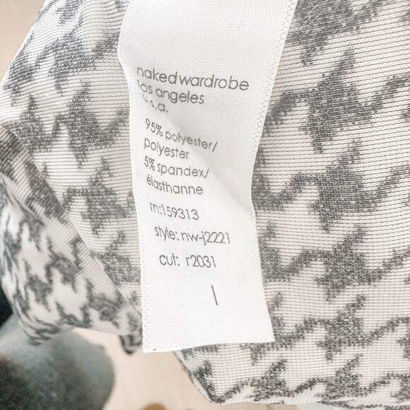 Naked Wardrobe Houndstooth Turtle Neck Long Sleeve Jumpsuit Black White Large - Picture 11 of 11